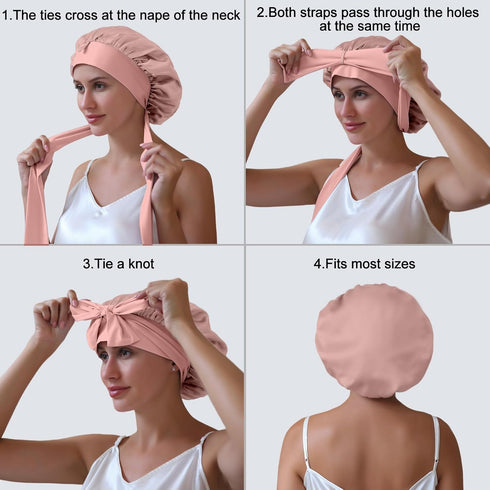 22 Momme Silk Sleep Cap with Ice Silk Band (T)